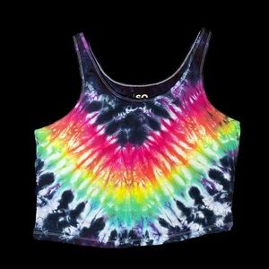 ✨ SOLD ✨ Tie Dye Hand Dyed Rainbow V Crop Top Sz XXL